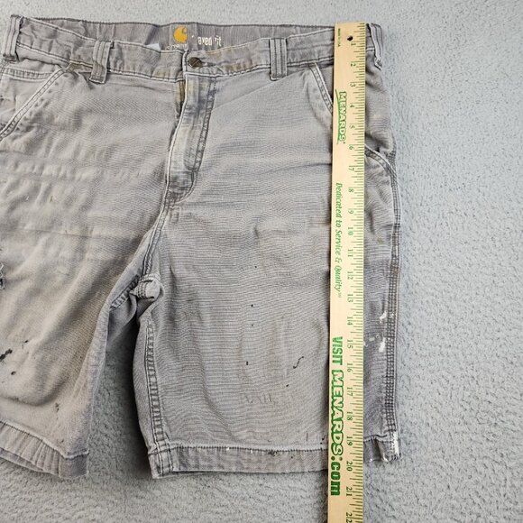 VTG CARHARTT Mens 38 Shorts Natural Distressed Relaxed Fit  Thrashed Workwear - Picture 5 of 11